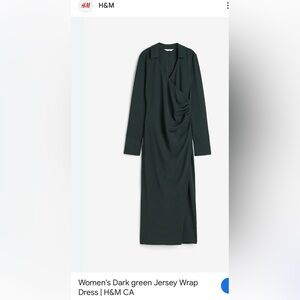 NWT H&M Forest Green Long Sleeve Jersey Wrap Dress M